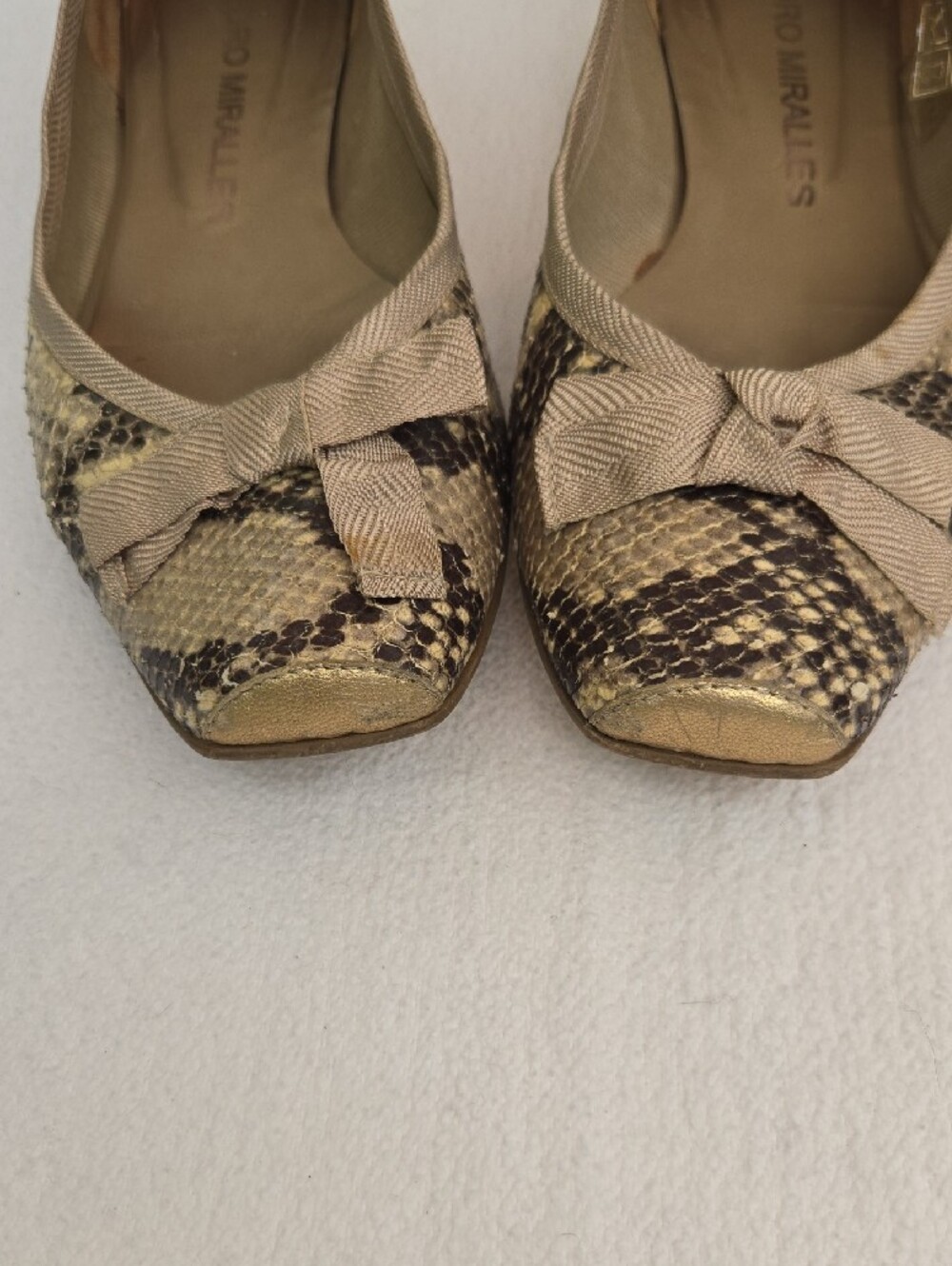 Pedro Miralles Snakeskin Print Hidden Wedge Ballet Flats EU 40 Leather - Picture 4 of 12